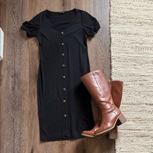 Elegant Black Button-Down Dress